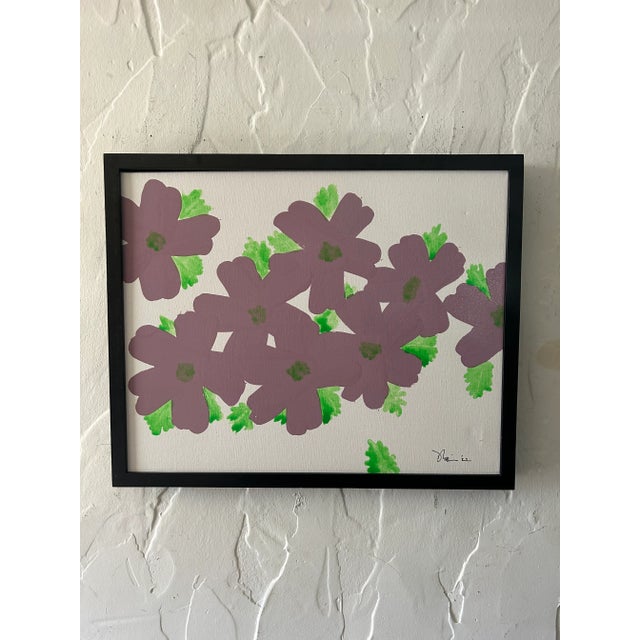 Lavender Pop Art Poppies Acrylic on Canvas Signed by Artist For Sale - Image 8 of 9