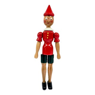 Vintage Mastro Geppetto Pinocchio Wooden Toy Figure – Made in Italy For Sale