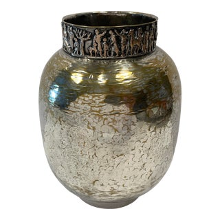 1950s Margit Tevan Hammered Silverplate Vase For Sale