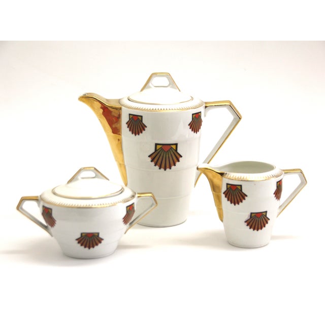 Vintage Art Deco Porcelain Tea/Coffee Set from Victoria Porelite, Czechoslovakia, Set of 23 For Sale - Image 6 of 10