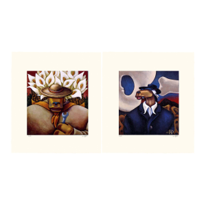 Markus Pierson "Art History Coyote Portraits of O'Keefe and Rivera" 2 on Canvas