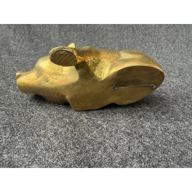 Vintage Solid Brass Lounging Pig Figure For Sale - Image 13 of 15