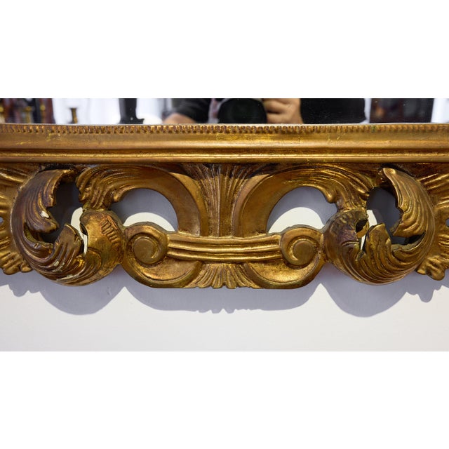 Large Italian Carved Giltwood Mirror With Shell Pediment and Acanthus Surround, c.1960 For Sale - Image 12 of 12