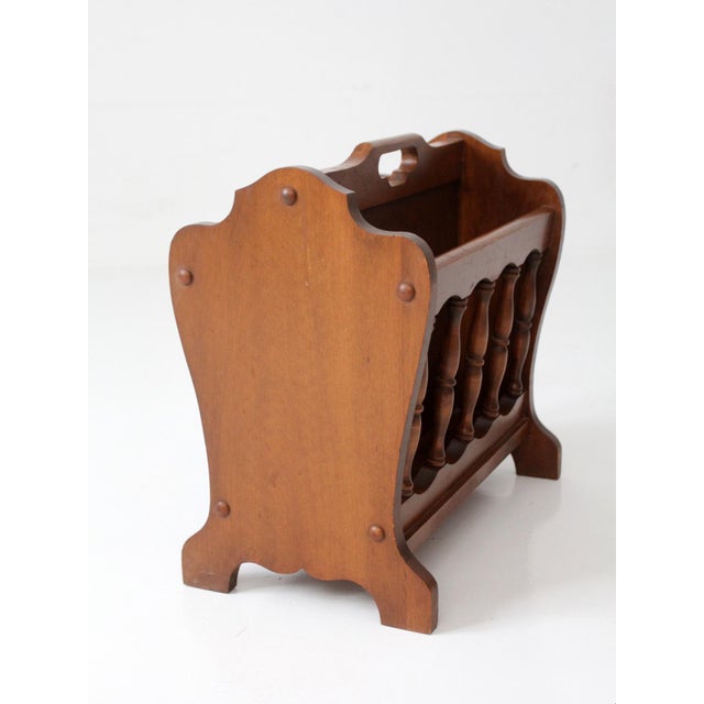 Wood Mid-Century Colonial Style Wood Magazine Rack For Sale - Image 7 of 8
