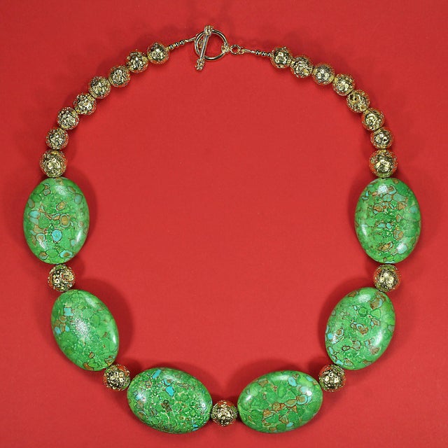 Lime Green Magnesite Tablet Necklace by Aria Jewelry Design, 20 Inch For Sale - Image 4 of 5