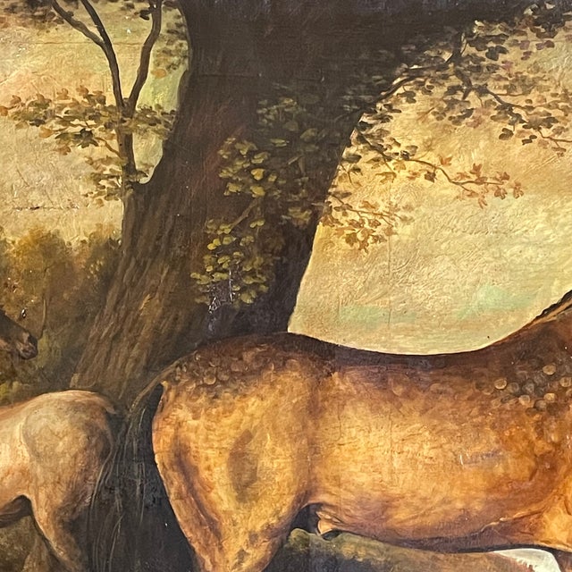 Horses in a Lake Landscape, 1800s, Oil on Canvas For Sale - Image 9 of 11