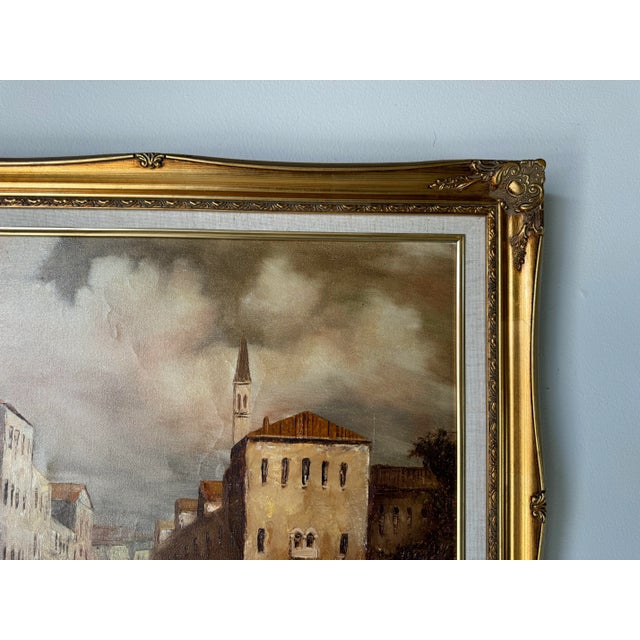 Brown L. Costello Venetian Scene Oil on Canvas Painting, Framed For Sale - Image 8 of 10
