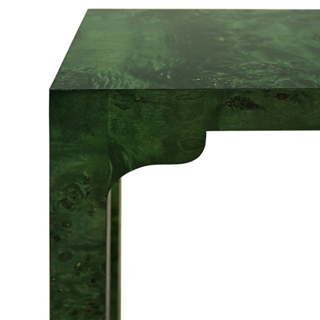 Contemporary Matthew Izzo Home Kendall Emerald Green Burl Wood Coffee Table For Sale - Image 3 of 5