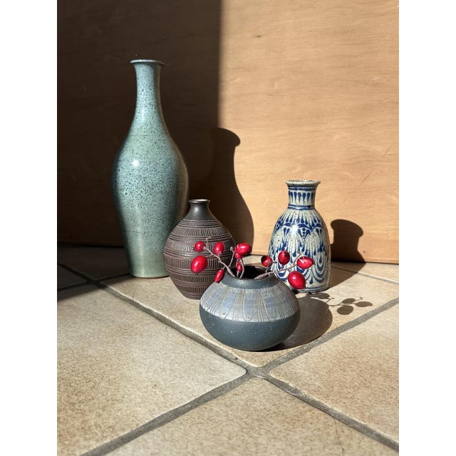 Studio Ceramic Vase with Incised Fish Decoration by Ulli Wittich-Großkurth, Jena, Germany, 1950s For Sale - Image 10 of 11