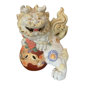 Vintage Japanese Kutani Porcelain Foo Dog Temple Lion