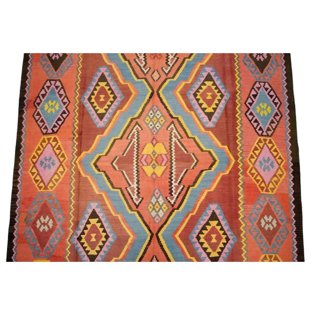 1980s Vintage Handwoven Turkish Kilim Rug Large Living Room Decor- 6′10″ X 12′8″ For Sale - Image 10 of 14