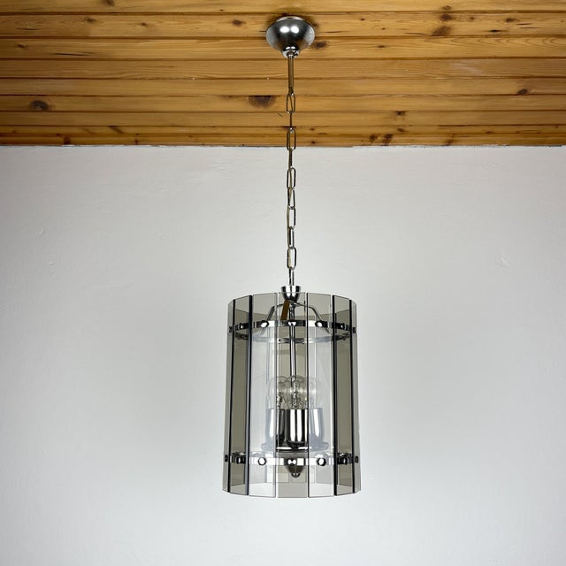 Mid-Century Modern Mid-Century Smoked Art Glass Pendant Lamp from Veca, Italy, 1970s For Sale - Image 3 of 17