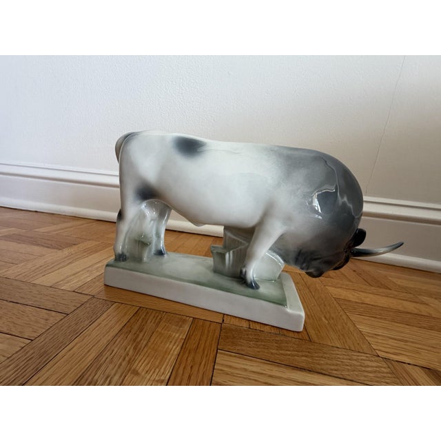 Mid-Century Modern Mid-Century Zsolnay Pécs Hungarian Porcelain Charging Bull Sculpture by András Sinkó For Sale - Image 3 of 5