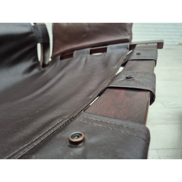 Vintage Scandinavian Lounge Chair in Leather and Bentwood, 1970s For Sale - Image 16 of 18