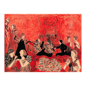 Red Opera Night Original Contemporary Figurative Print by Pauline De Roussy De Sales