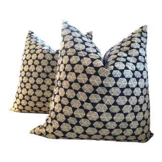 Thibaut Watercourse in Dark Navy Pillows- a Pair For Sale