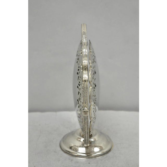 Vintage Queen Anne Style Silver Plated 3 Tiered Folding Cake Dessert Stand Tray For Sale In Philadelphia - Image 6 of 18