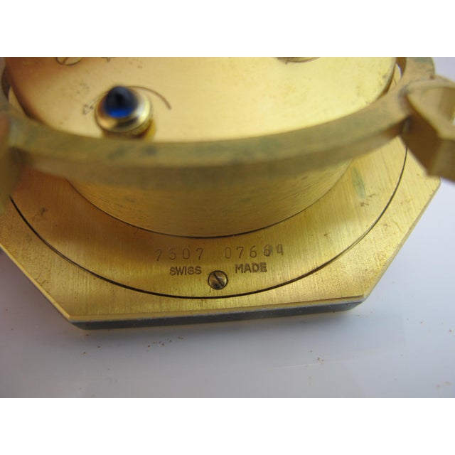Green Cartier Paris Gold Plated Green Enamel Octagonal Travel Alarm Desk Clock For Sale - Image 8 of 14