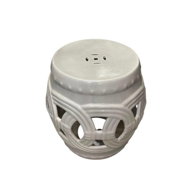2000 - 2009 Vintage Italian Glazed Ceramic Interlocking-Circle Garden Seat For Sale - Image 5 of 12