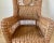 Victorian Mid 20th Century Vintage Cottage Chic Wicker Rattan Medallion Wingback Adult Rocking Chair For Sale - Image 3 of 12