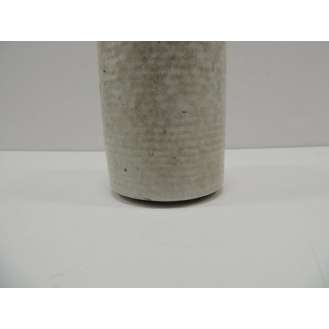 1990s MCM Soft Gray Color Glazed Decorative Ceramic Vase/Vessel For Sale - Image 5 of 6