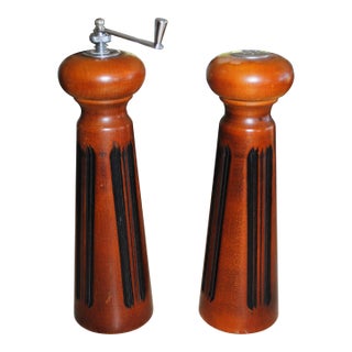 Mr. Dudly Danish Modern Inspired Tall Salt and Pepper Grinder- a Pair For Sale