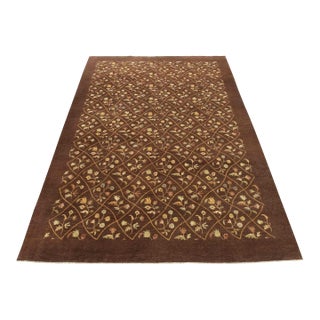 Aubusson Rug 9’11” X 13’5” Brown Wool Traditional Hand-Knotted Oriental Carpet For Sale
