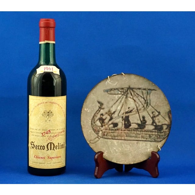 Fire-Enamelled Copper Plate with Odyssey Ulysses Voyage Motig from B.M.B. Manufacture, Florence, 1920s For Sale - Image 9 of 18