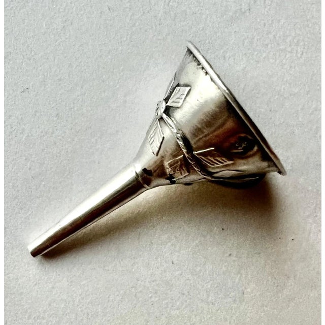 Victorian 19th Century Sterling Silver Repoussé or Filigree Perfume Funnel For Sale - Image 3 of 10