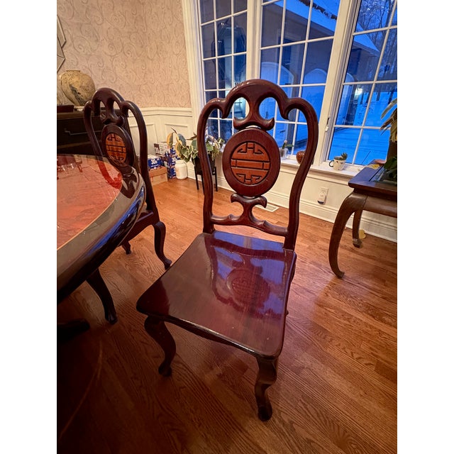 Wood Asian Rosewood Lazy Susan Dining Set Custom Made in Bangkok, Thailand, 1980s For Sale - Image 7 of 8