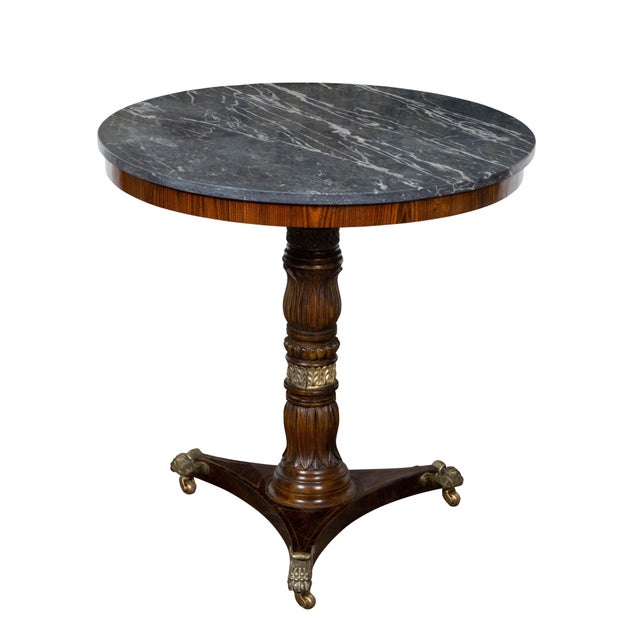 19th Century English Regency Period 19th Century Mahogany Side Table with Grey Marble Top For Sale - Image 5 of 10