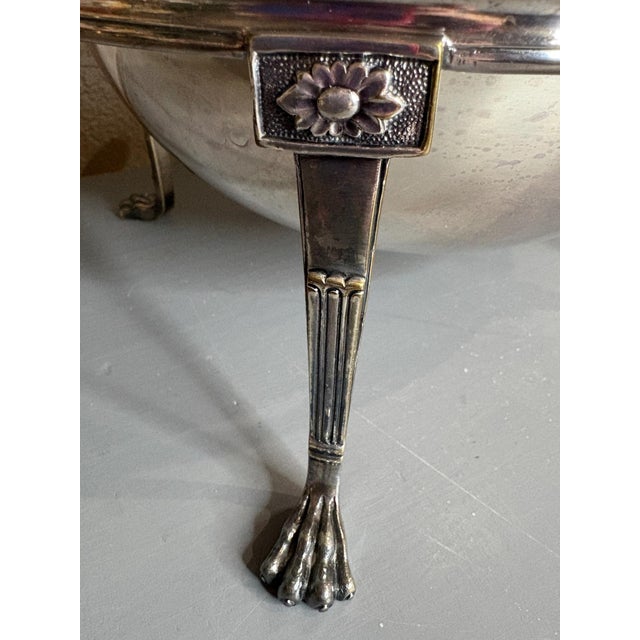 Vintage Carrington Hotel Silverplate Chafing Dish With Domed Lid & Claw Feet For Sale In Dallas - Image 6 of 12