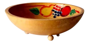 Vintage Painted Wood Bowl