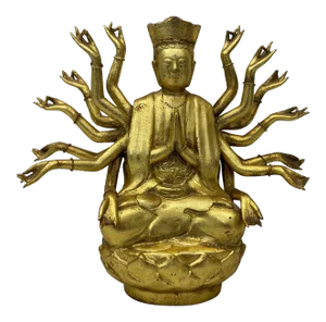 Gilded Cast Bronze Buddha With Multiple Arms Early to Mid 20th C.