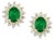 4 Ct Oval Shape Emerald & 1.5 Ct Diamond Post Back Earrings 14 Karat Yellow Gold For Sale