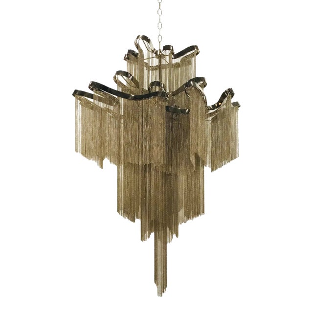 Myran Allan Luxury Lighting Modern Silver Finished Chain Link Chandelier For Sale