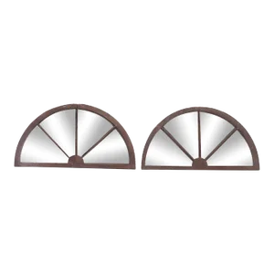 1900s Arched Transom Windows With Mirrors - A Pair