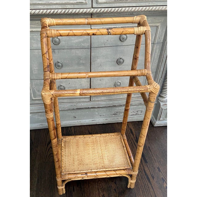 Modern Organic Bamboo & Rattan Towel Rack Chairish