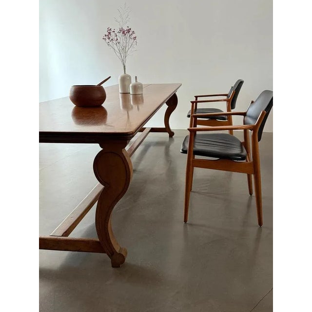 Antique French Monastery Dining Table in Nutwood, 19th Century For Sale - Image 5 of 8