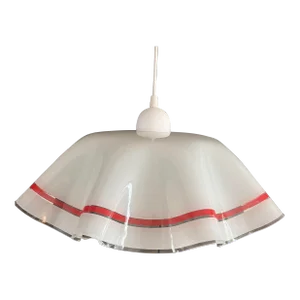 Vintage Large White Glass Handkerchief Pendant or Flush Mount Light