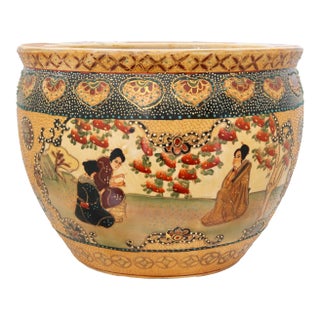 Large Japanese Satsuma Goldfish Pot For Sale
