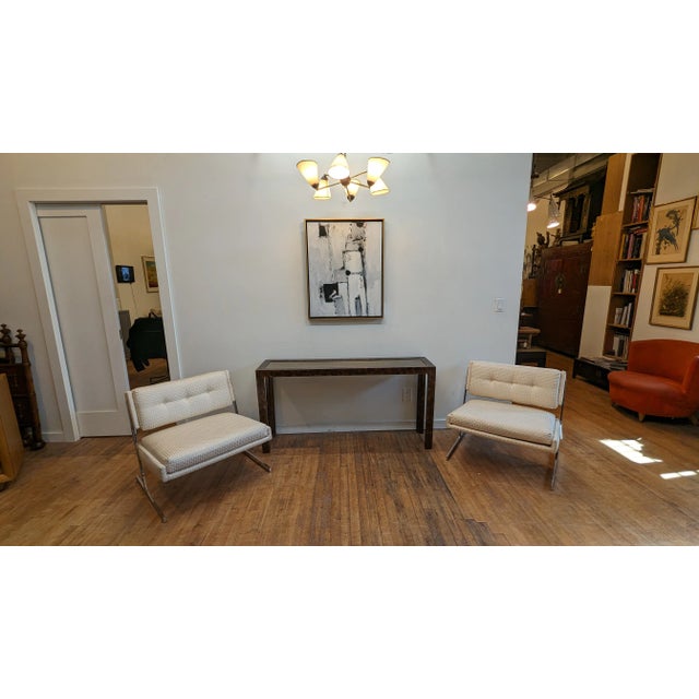 John Widdicomb Brass Inlayed Console Table For Sale - Image 12 of 12