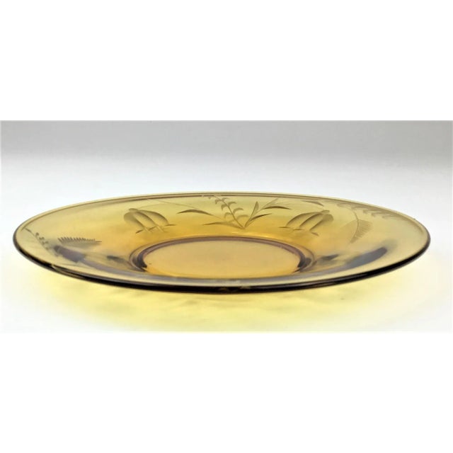 Amber Cut Glass Small Plates Vintage - a Pair For Sale In Portland, ME - Image 6 of 12