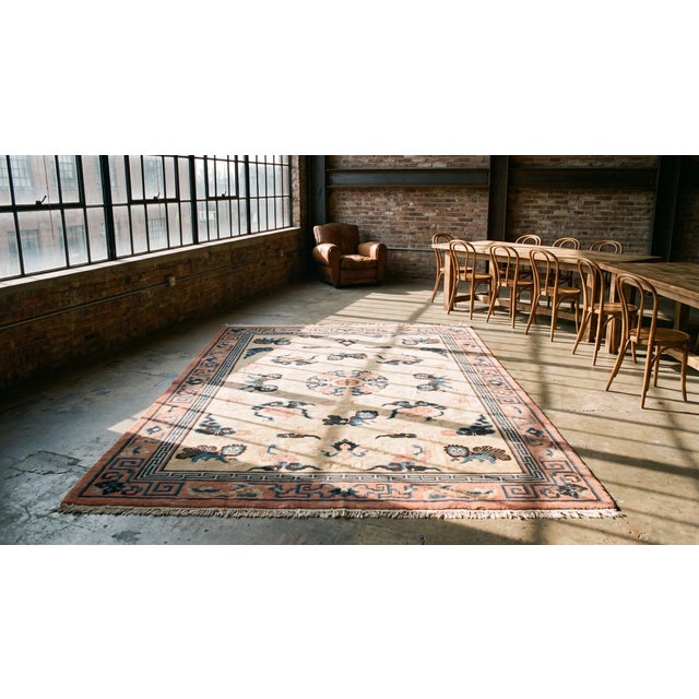 Remarkable Beige Background Color With Small Monkey in a Ningxia Style Antique Chinese Rug For Sale - Image 15 of 15