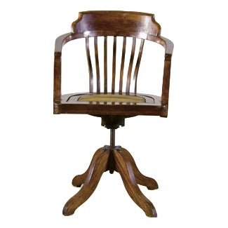 Victorian Style Swivel Chair with Wicker Seat and Walnut Frame, 1900s For Sale