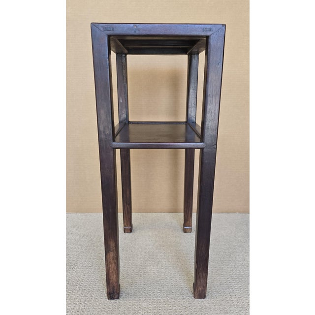 Wood Antique Chinese Hardwood Rosewood Stand With Shelf For Sale - Image 7 of 14