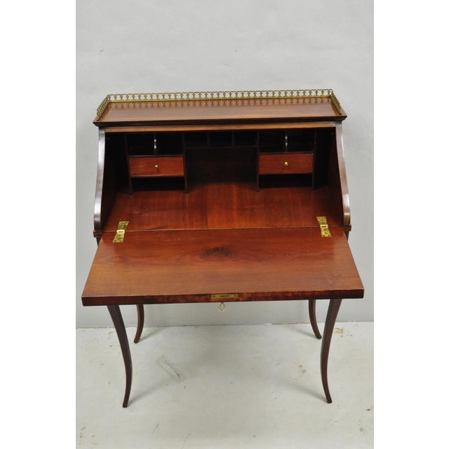 Antique French Louis XV Style Marquetry Inlaid Drop Front Ladies Writing Desk For Sale - Image 9 of 18