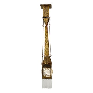 Art Nouveau Ceiling Lamp in Brass, 1910 For Sale