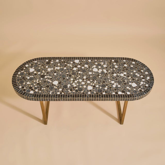 Gold French Mosaic Coffee Table with Brass Base, 1960s For Sale - Image 8 of 13