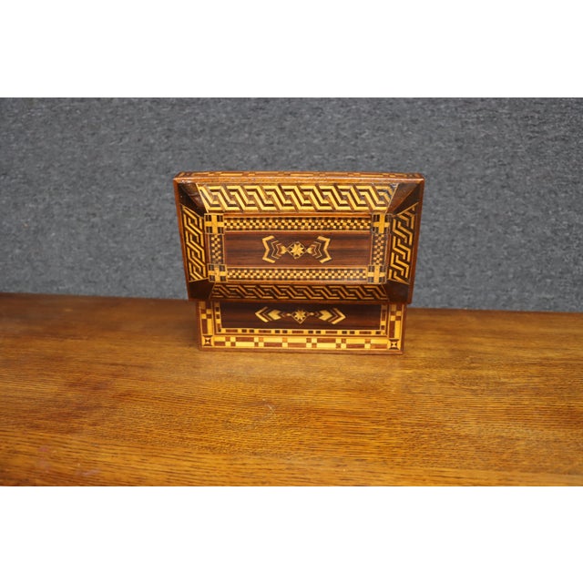 Victorian Marquetry Jewelry Box in Mahogany, Rosewood & Satinwood For Sale - Image 13 of 13